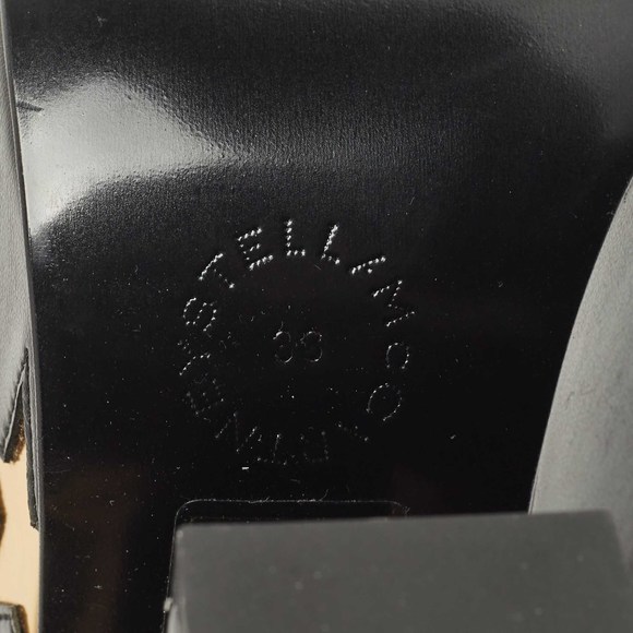 Stella McCartney Black Faux Leather Platform Ankle Strap Sandals Size 38 - Picture 7 of 8